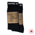 Load image into Gallery viewer, Blue Tile Lounge Sock Black - 2 Pack package view
