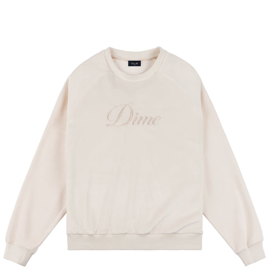 Cursive Velvet Crewneck (Ivory)