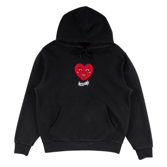 Ricardio Embroidered Pigment-Dyed Hoodie (Black)