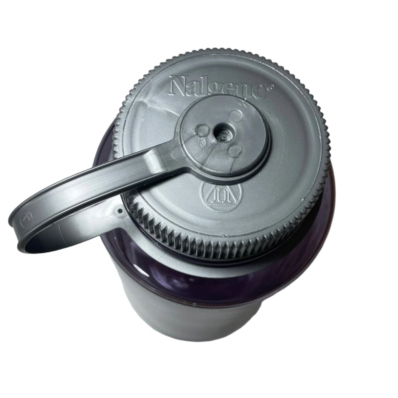 Blue Tile Lounge Nalgene 32oz Wide Mouth Sustain - Aubergine/Platinum/Key Lime cap detail view