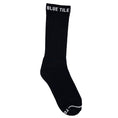 Load image into Gallery viewer, Blue Tile Lounge Sock Black - 2 Pack full sock view
