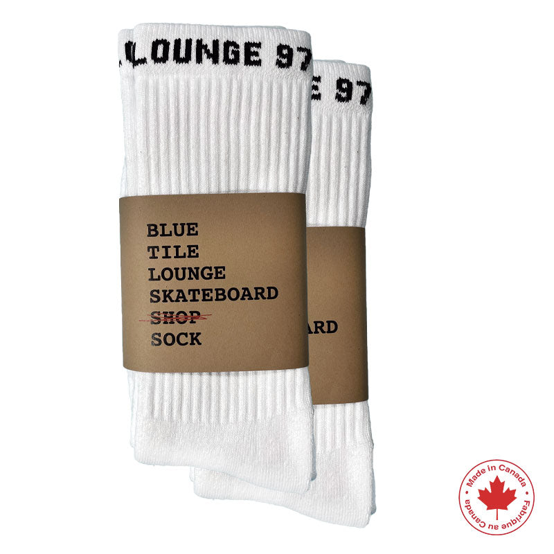 Blue Tile Lounge Sock White - 2 Pack