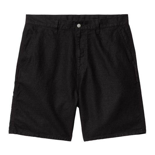 Carhartt WIP Shorts Walter Single Knee Black Rinsed front view