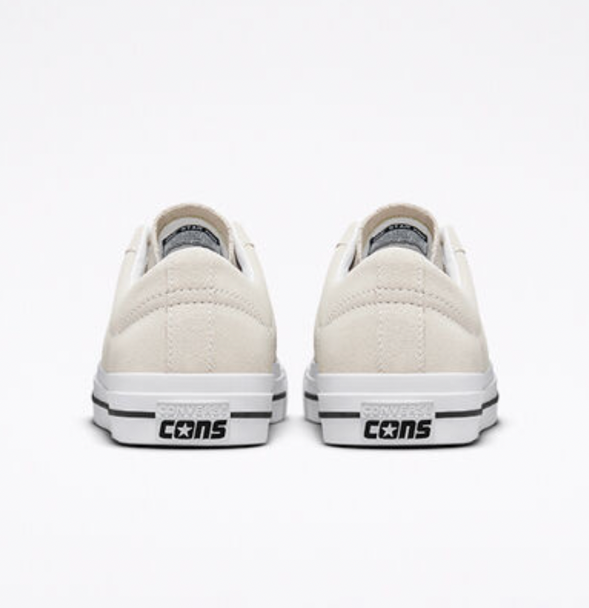 Converse Cons One Star Pro Ox Egret/White/Black back heels view