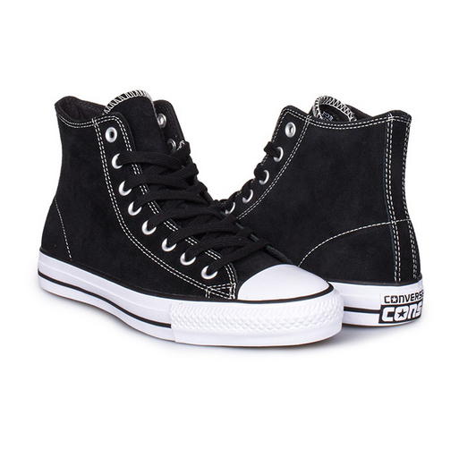 Converse CTAS Pro Hi Black/Black/White Suede pair view