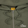 Load image into Gallery viewer, Dime Zip Up Hoodie Cursive Small Logo Army Green neck tag
