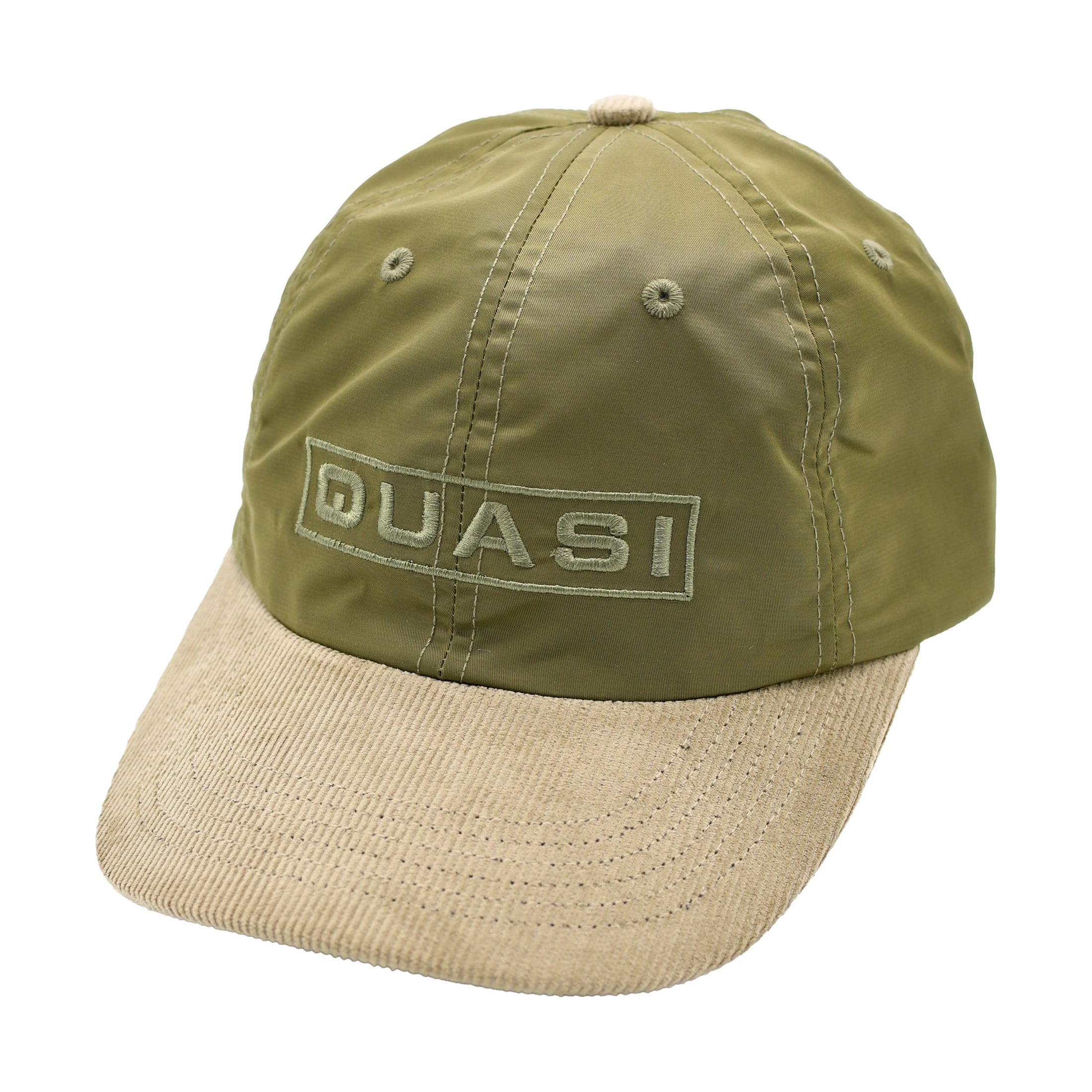 Quasi 6 Panel Hat Eurotext Olive front view