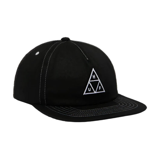 Huf 6 Panel Hat Triple Triangle Black front view