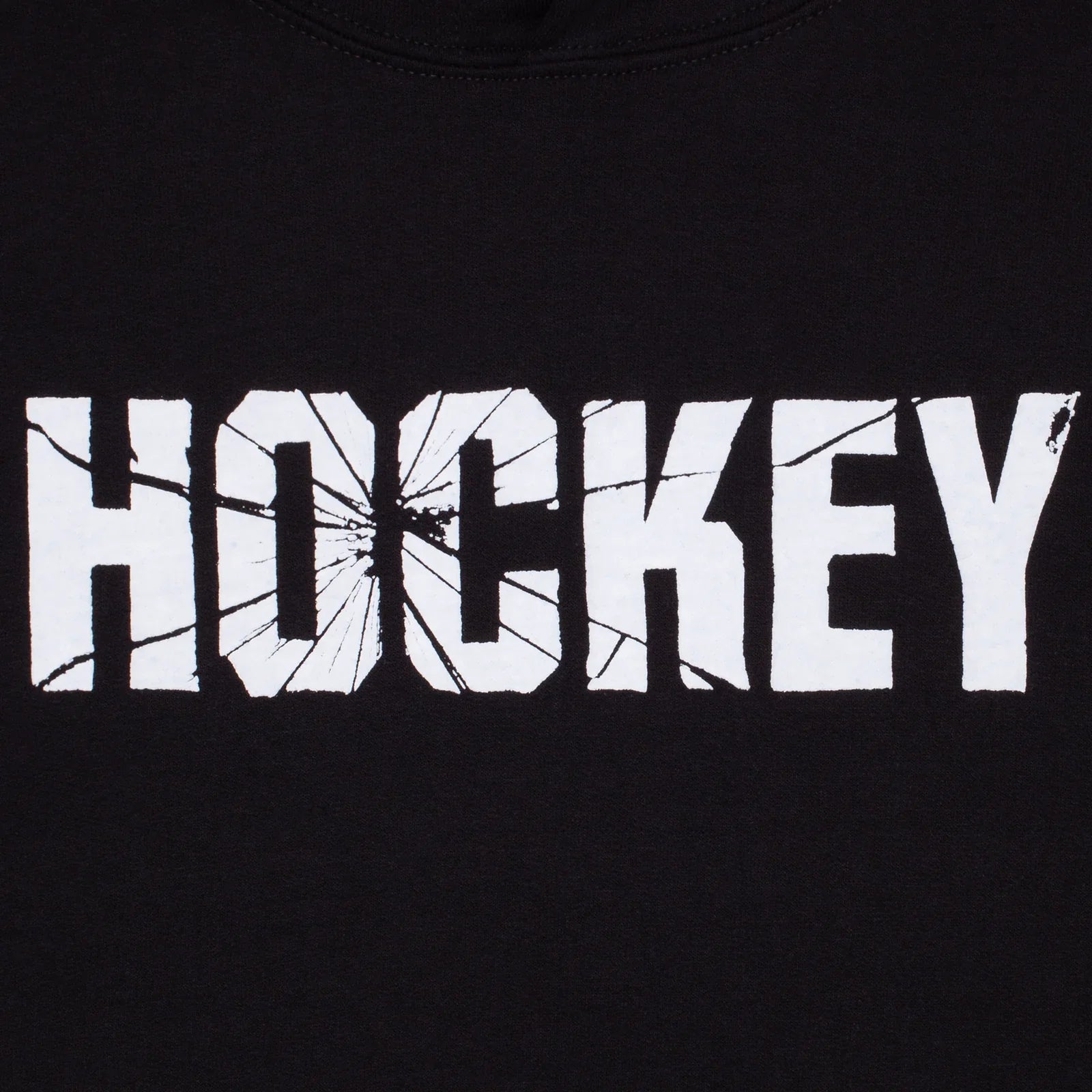 Hockey Hoodie Shatter Puff Print Black graphic close up