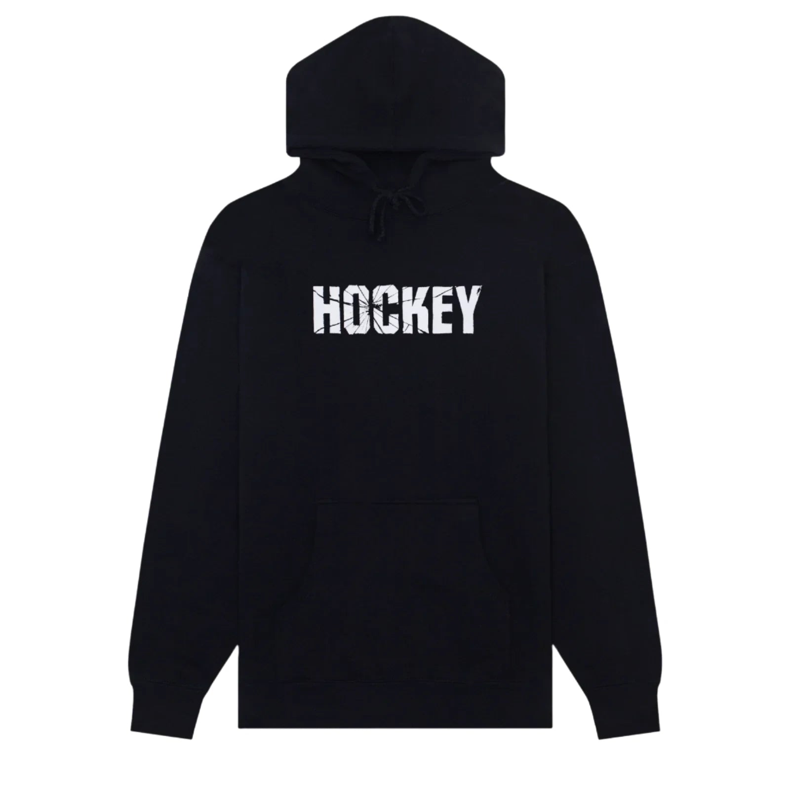 Hockey Hoodie Shatter Puff Print Black front view