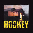 Load image into Gallery viewer, Hockey T-Shirt Windows Up Black graphic close up
