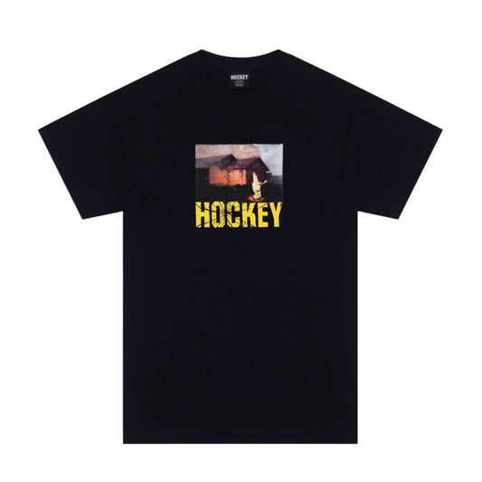 Hockey T-Shirt Windows Up Black front view