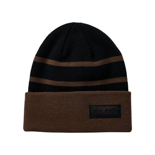 Stock Eagle Label Beanie (Black/Dark Brown)