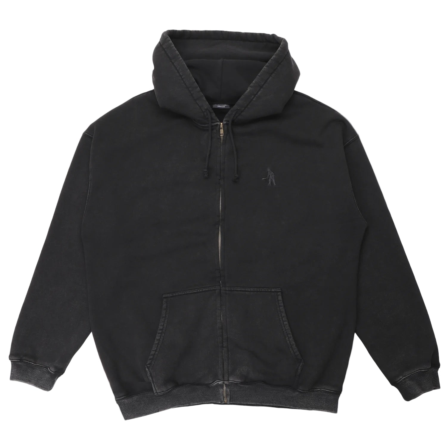 Solid Workers Zip Hood (Washed Black)