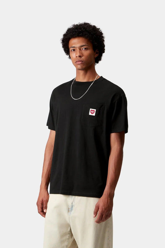 S/S Pocket Heart T-Shirt (Black/Red)