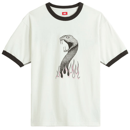 T-shirt à col contrastant Skate Mike G Snake Flame (Blanc Guimauve)