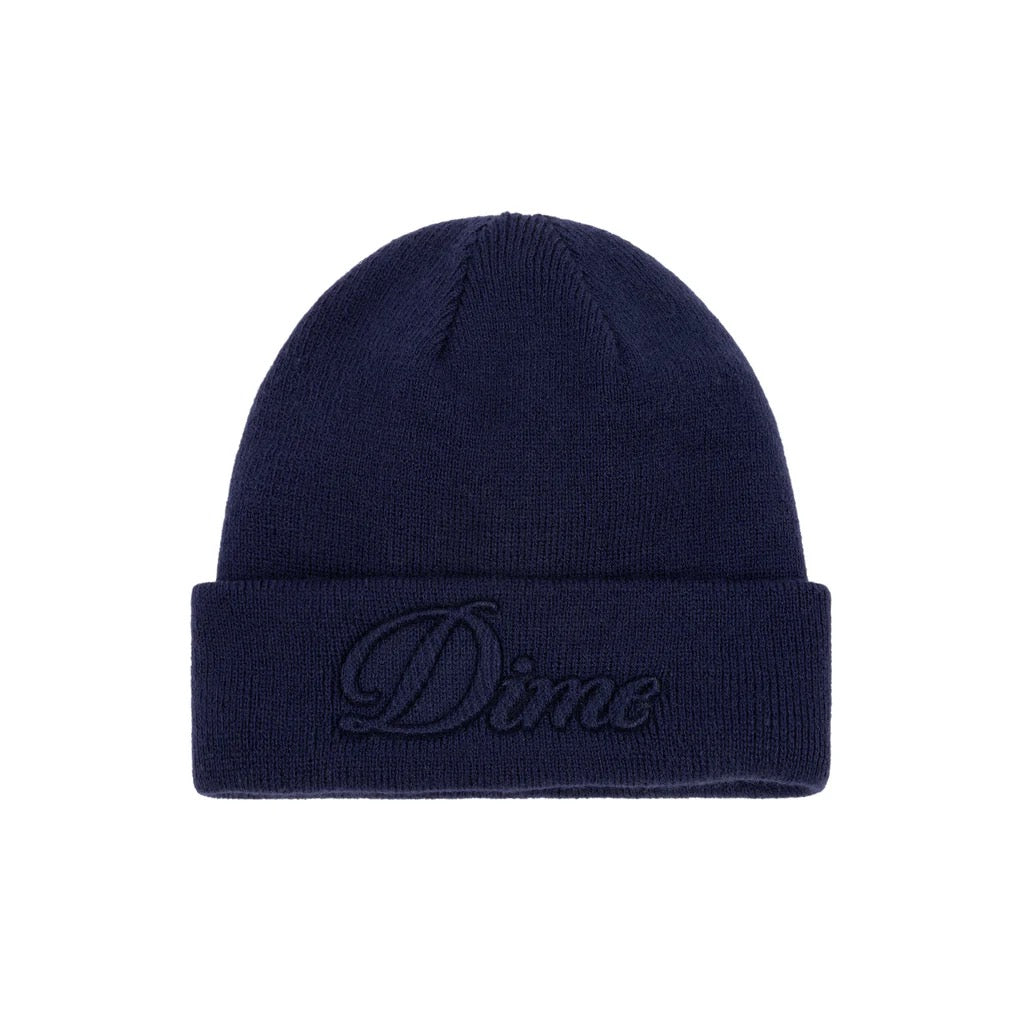 Cursive Fold Beanie (Navy)
