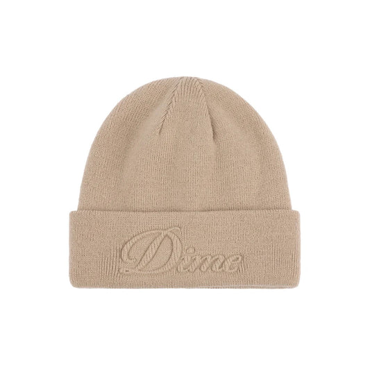 Cursive Fold Beanie (Tan)