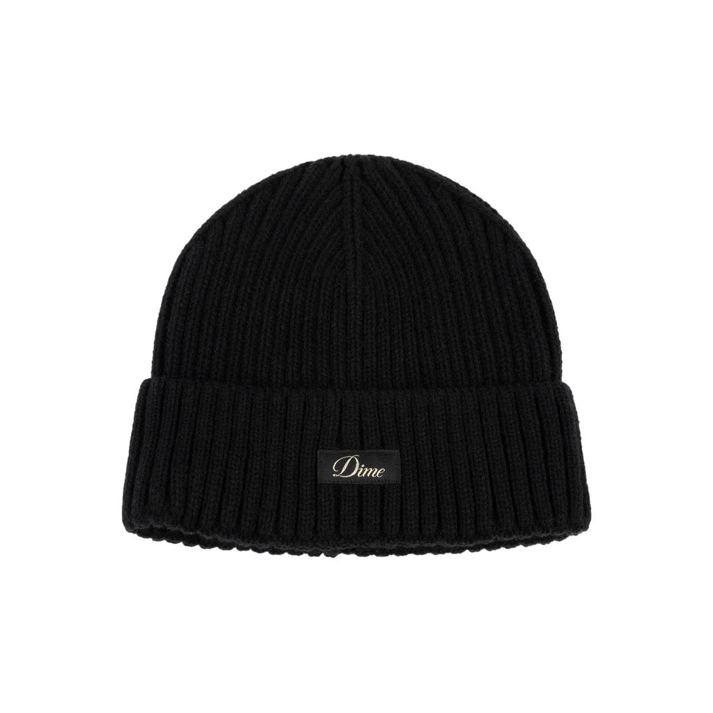 Cursive Rib Beanie (Black)