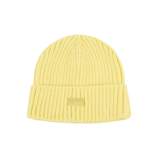 Cursive Rib Beanie (Neon Yellow)