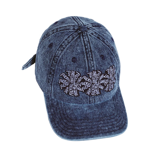 Three Spiral Washed Denim 6 Panel Hat (Denim)