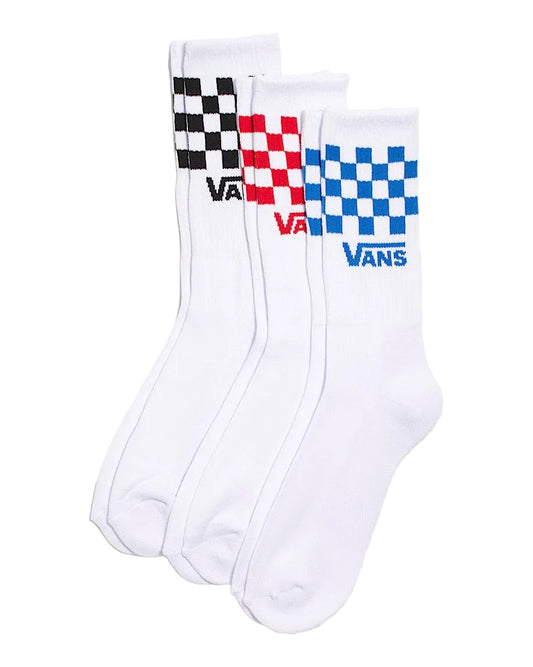 Classic Check Crew Socks 3PK (Checkerboard White)