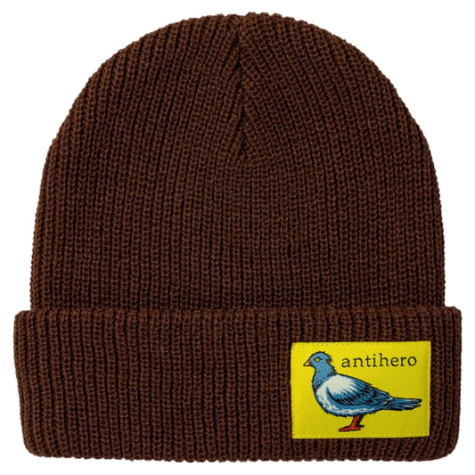 Lil Pigeon Label Cuff Beanie (Brown/Yellow)