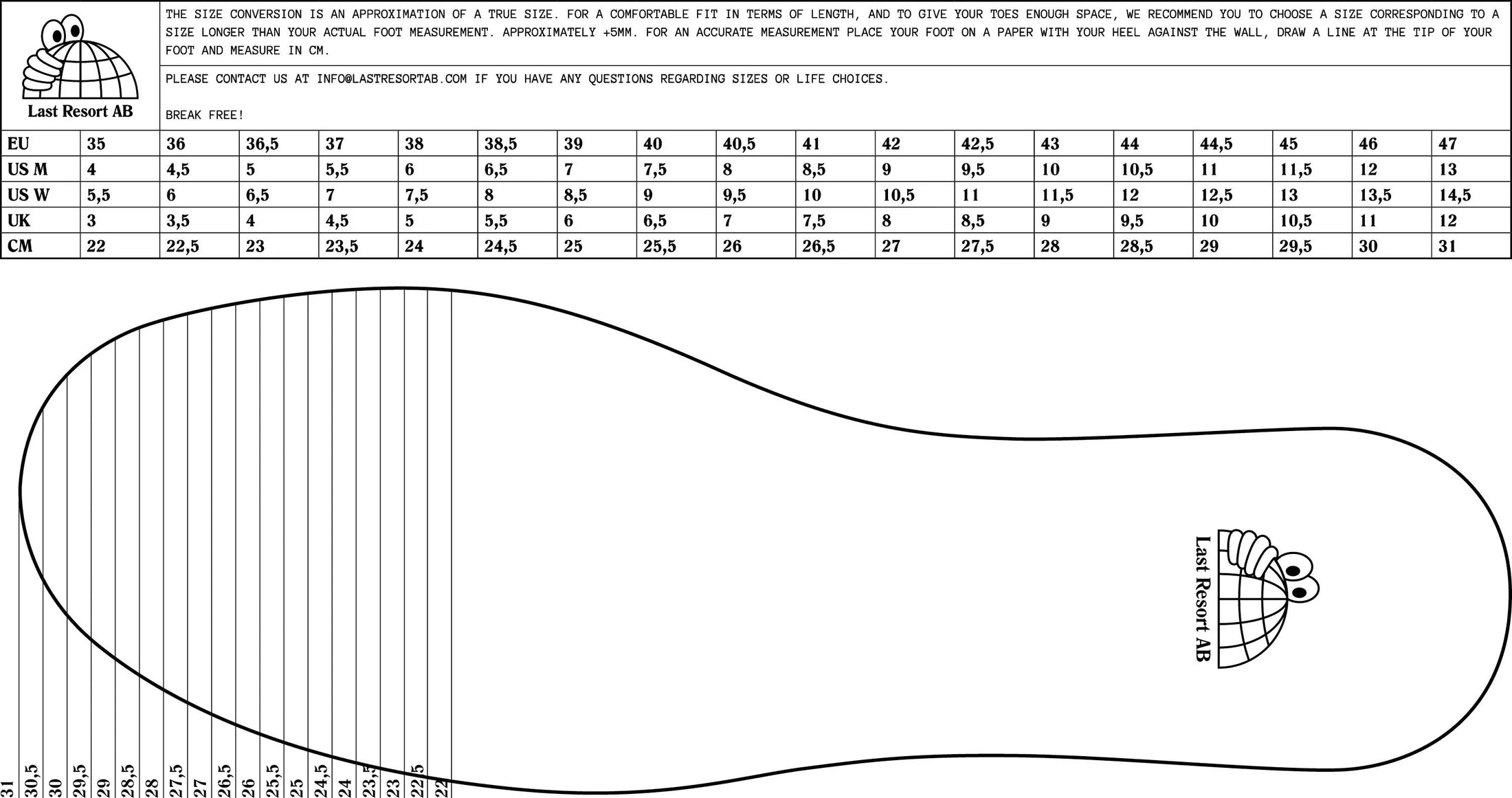 Last Resort AB CM001 Suede/Leather Lo Black/White fit guide