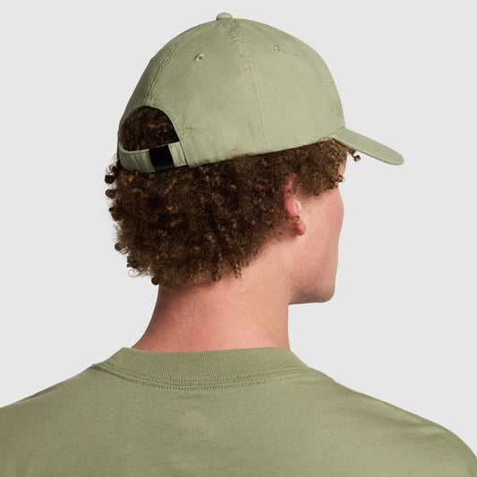 Nike SB 6 Panel Hat Club Cap Oil Green/White back view on model