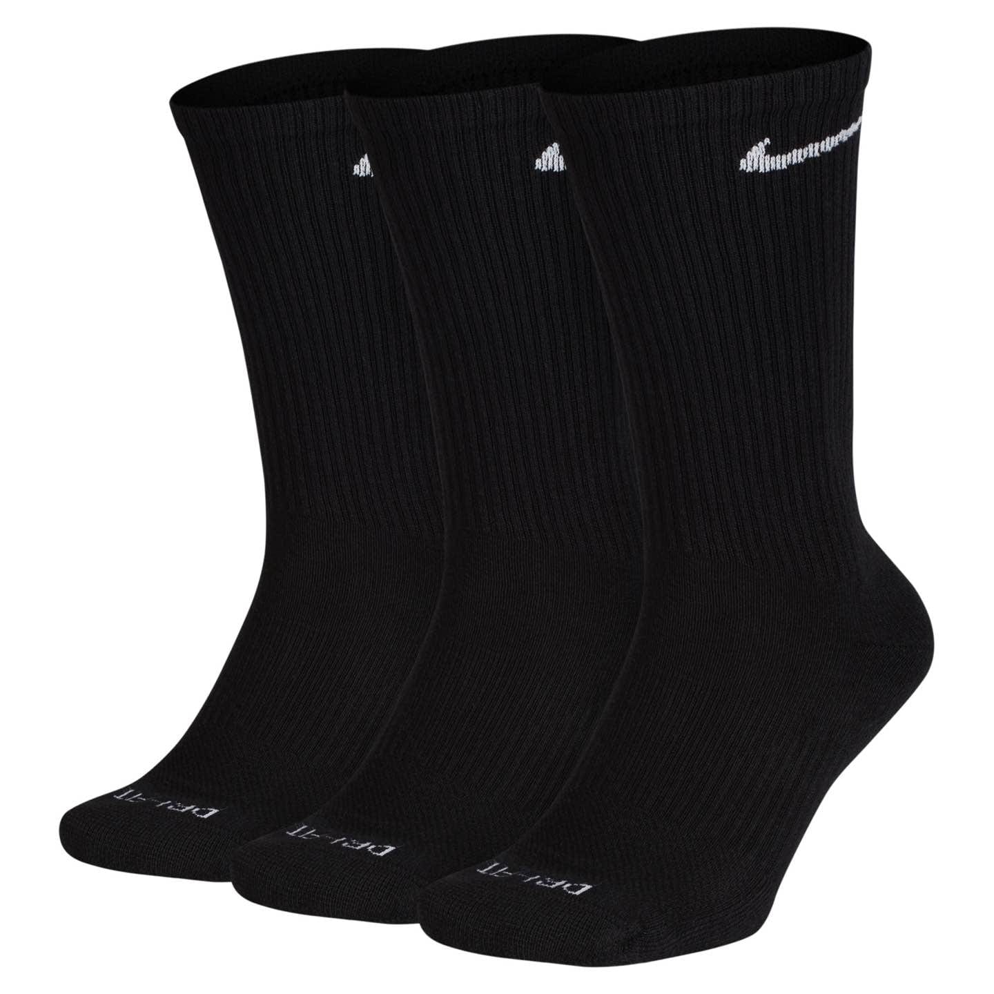 Nike SB Socks Everyday Plus Crew 3 Pack Black Large front view