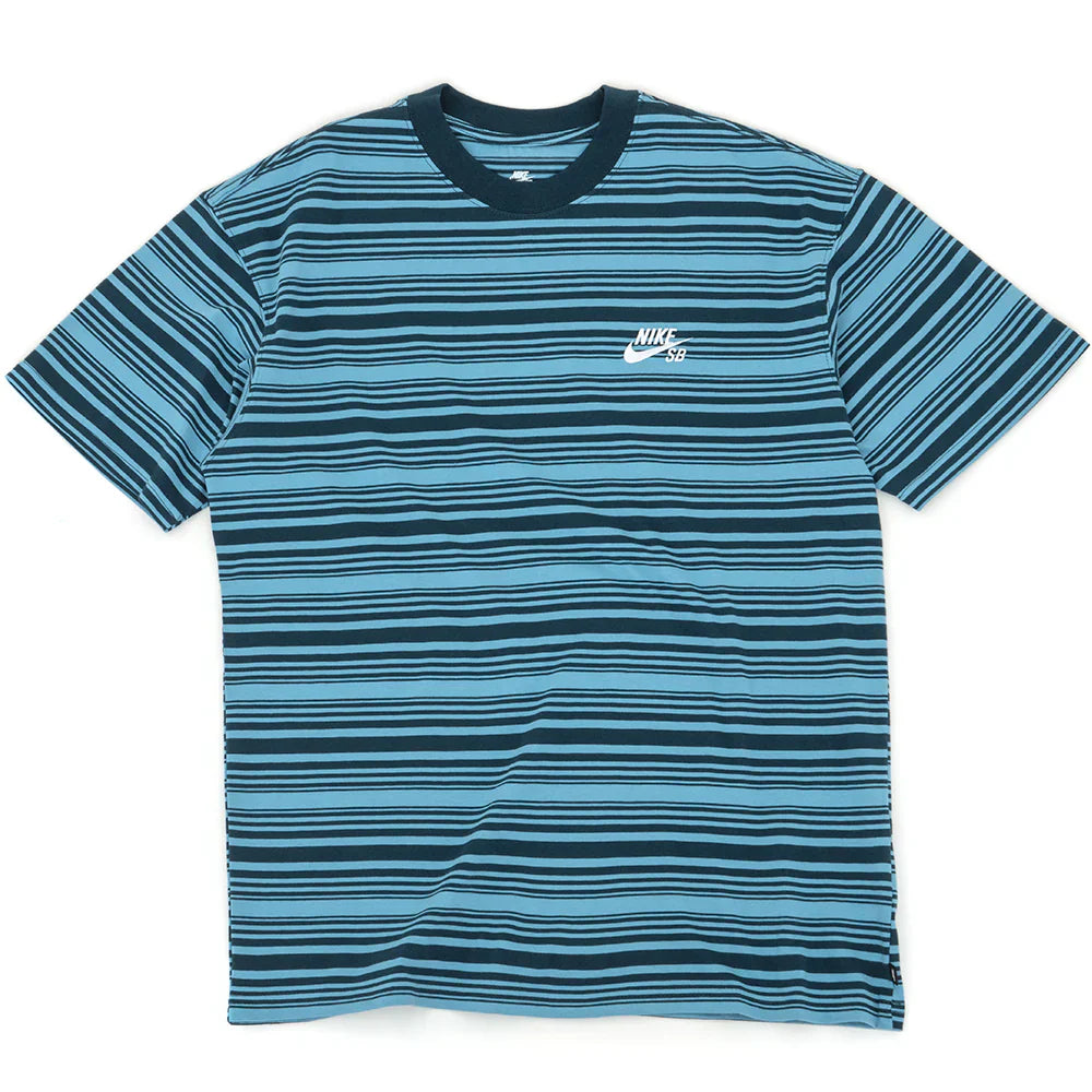 Nike SB T-Shirt Striped Max90 Denim Turquoise front view