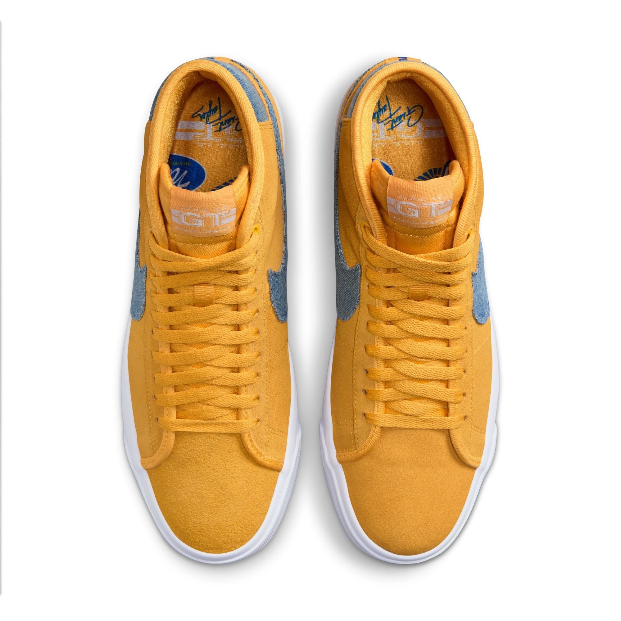 Nike SB Zoom Blazer Mid Pro GT University Gold/Game Royal top down view