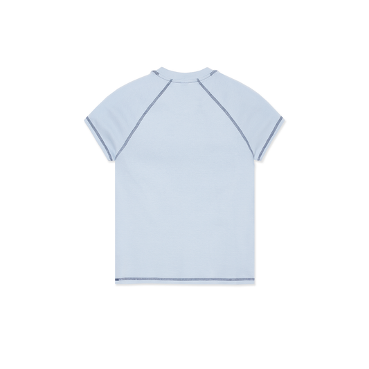 Baby Tee Script Logo (Light Blue/Dark Blue)