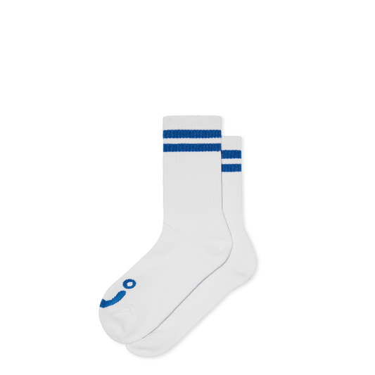 Rib Socks | Happy Sad (White/Blue)