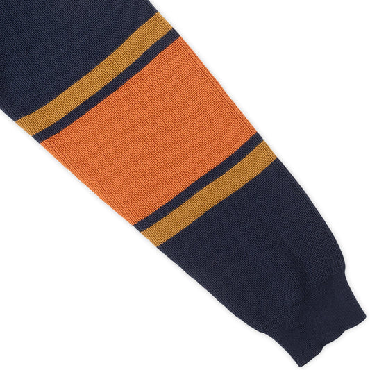 Organic Cotton Stripe Knit Sweater (Navy)