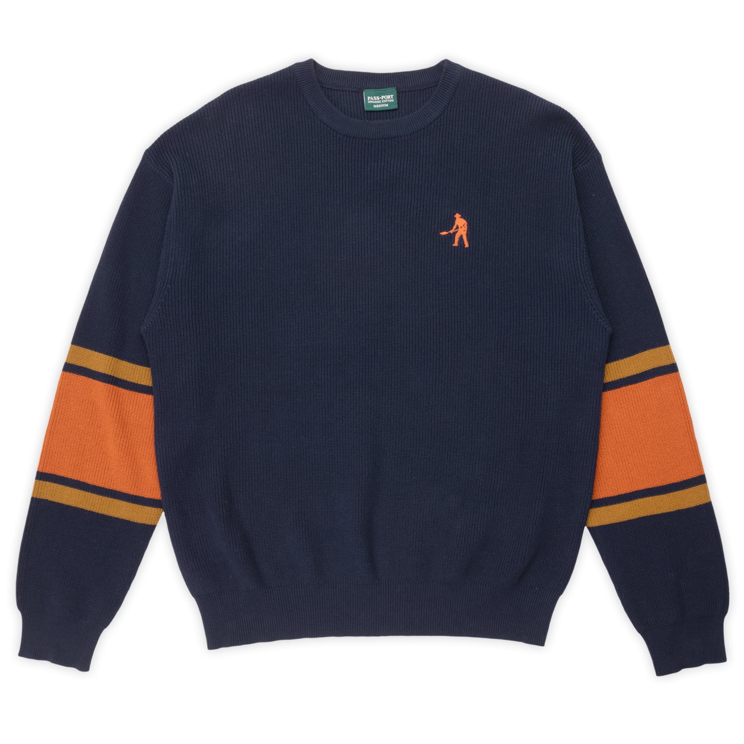 Organic Cotton Stripe Knit Sweater (Navy)