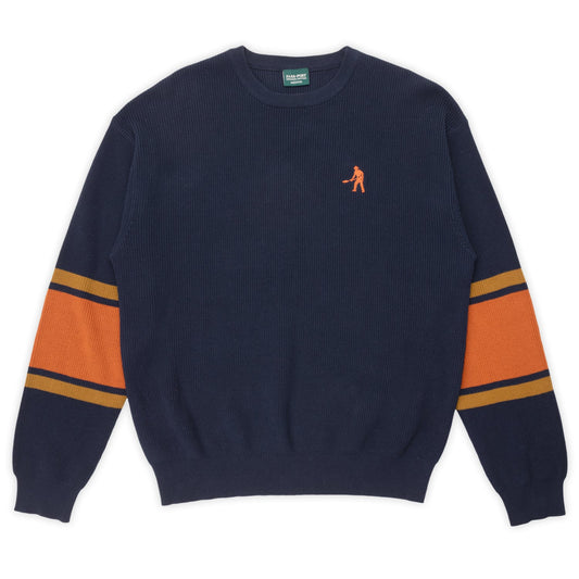 Organic Cotton Stripe Knit Sweater (Navy)