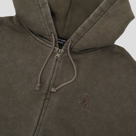 Solid Workers Zip Hood (Washed Bark)