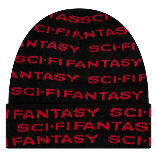 Sci-Fi Fantasy Beanie Repeat Logo Black