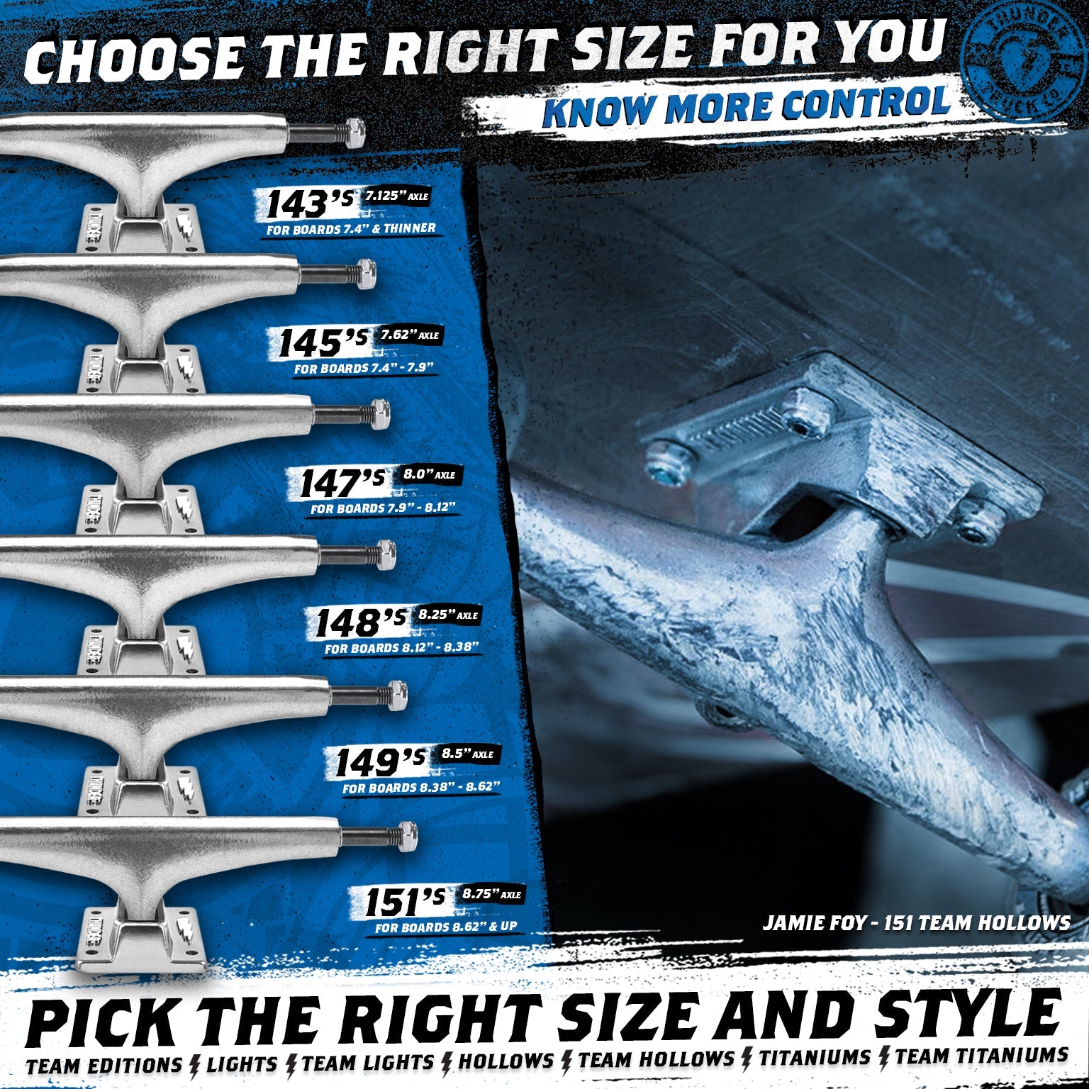 thunder trucks size chart