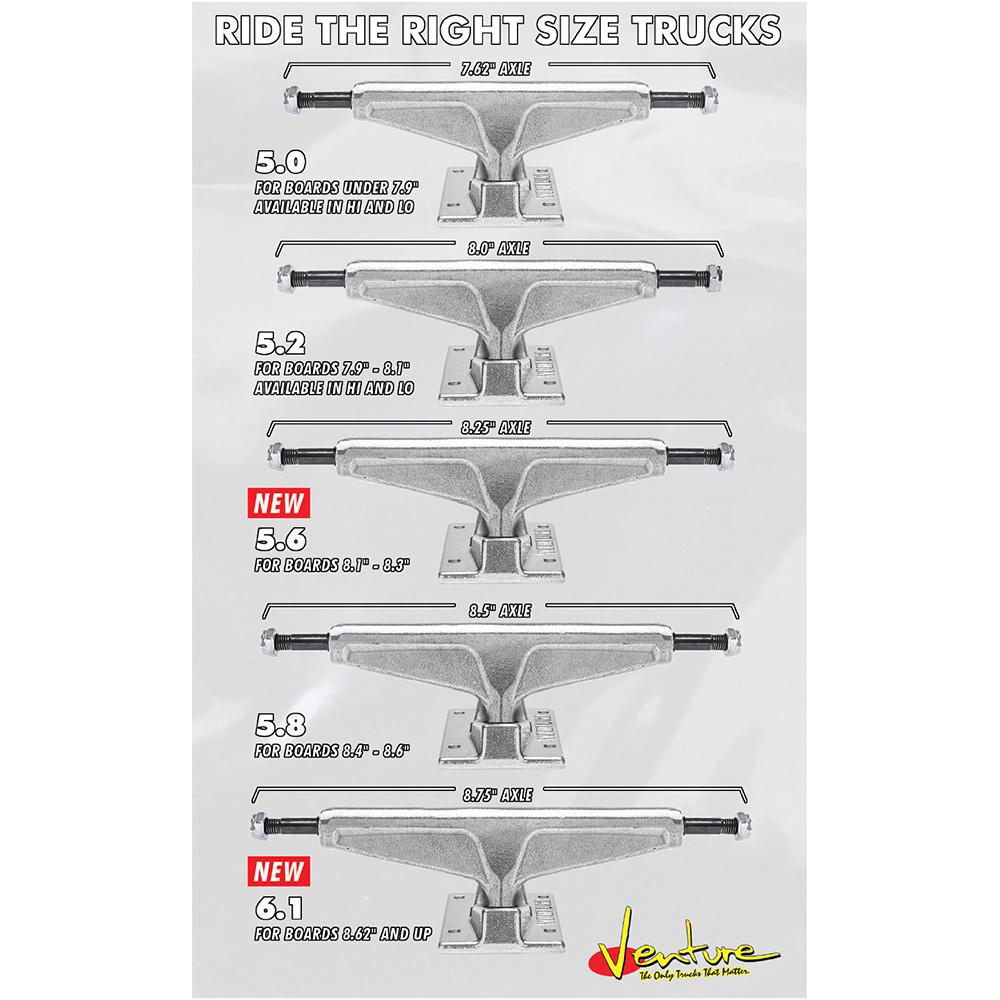 Venture Trucks All Polished V-Light 5.6 size chart