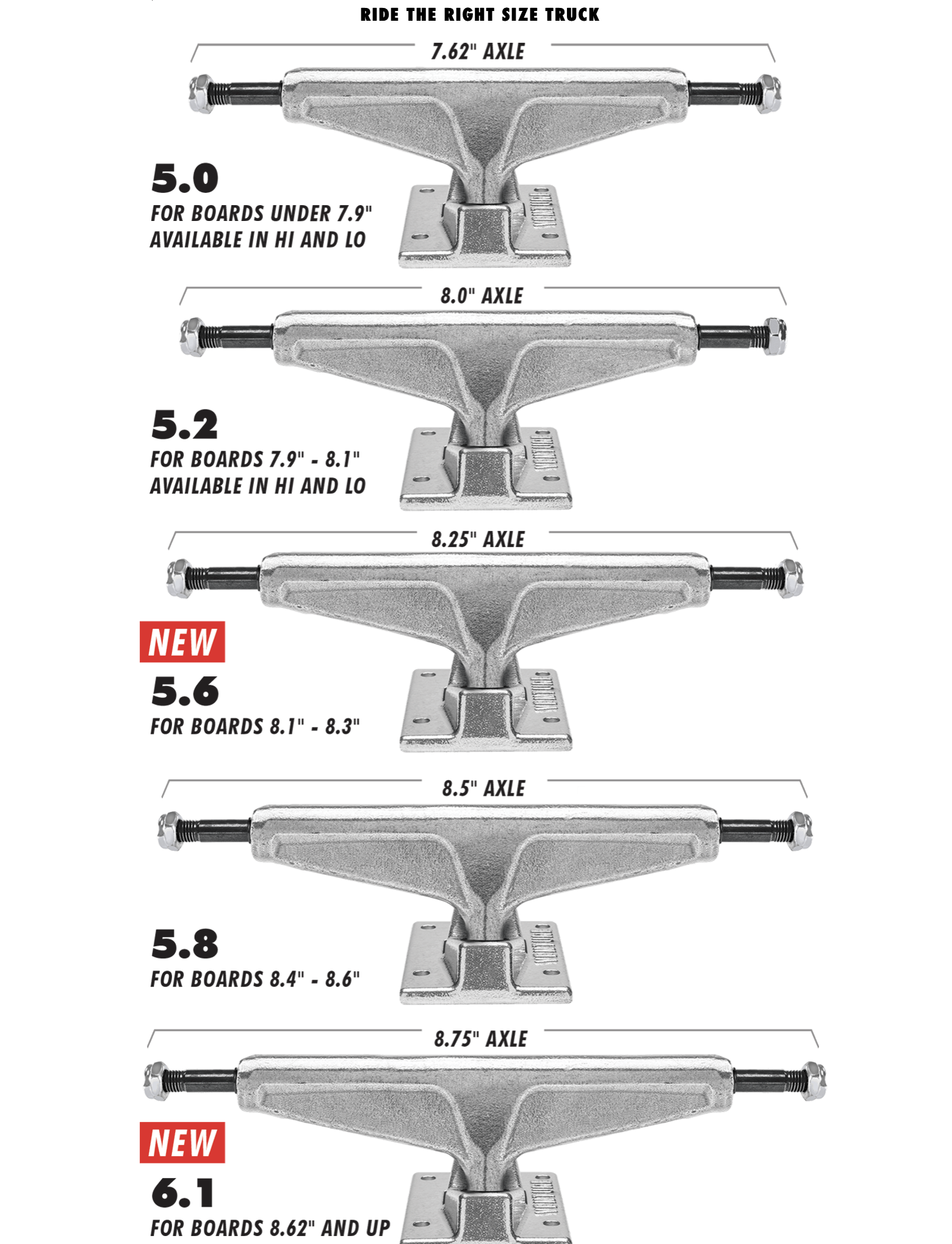 venture truck size chart