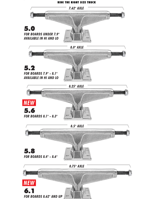 Venture Trucks size chart