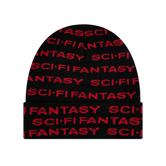 Sci-Fi Fantasy Beanie Repeat Logo Black