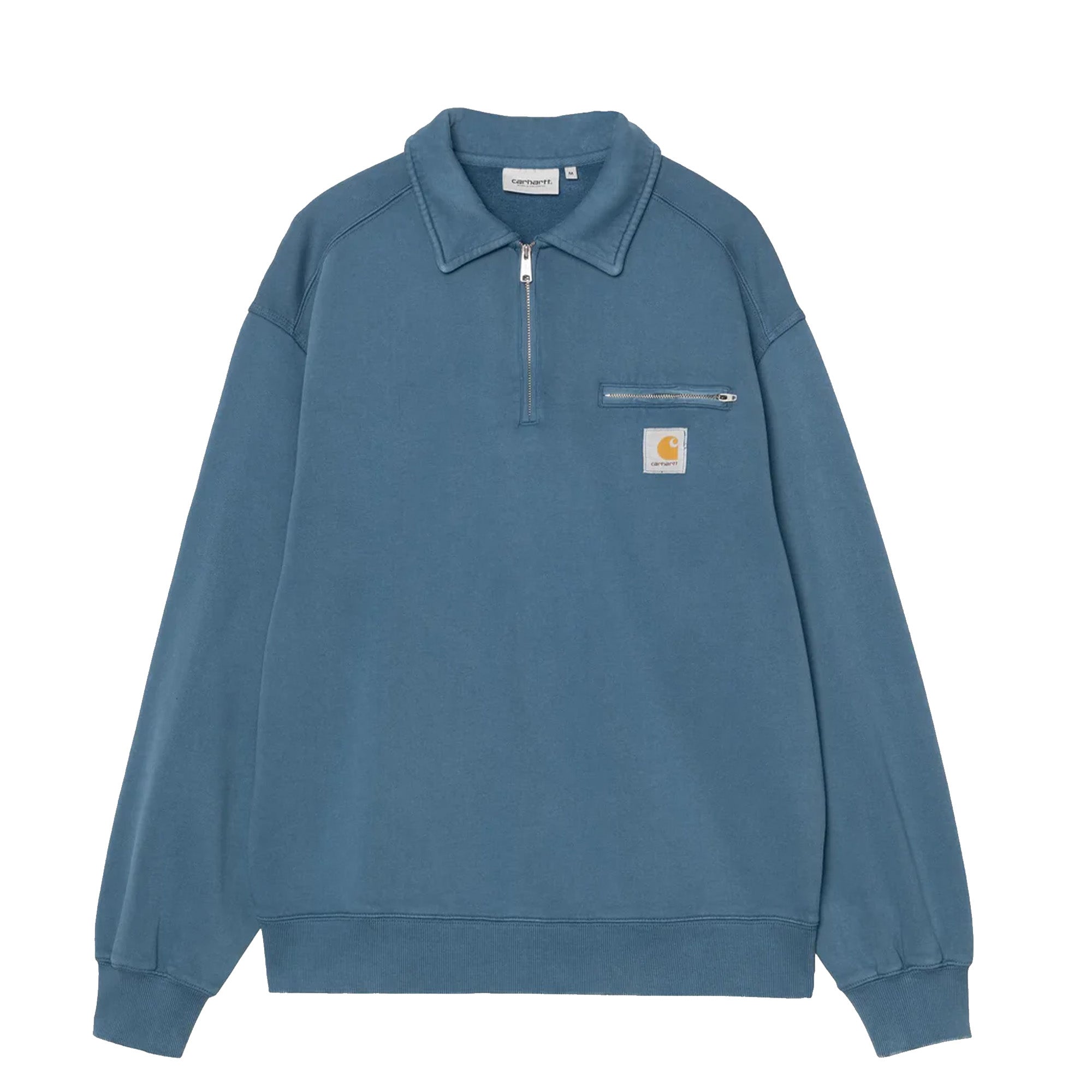 Sweat-shirt Detroit demi-zippé (Bleu délavé)